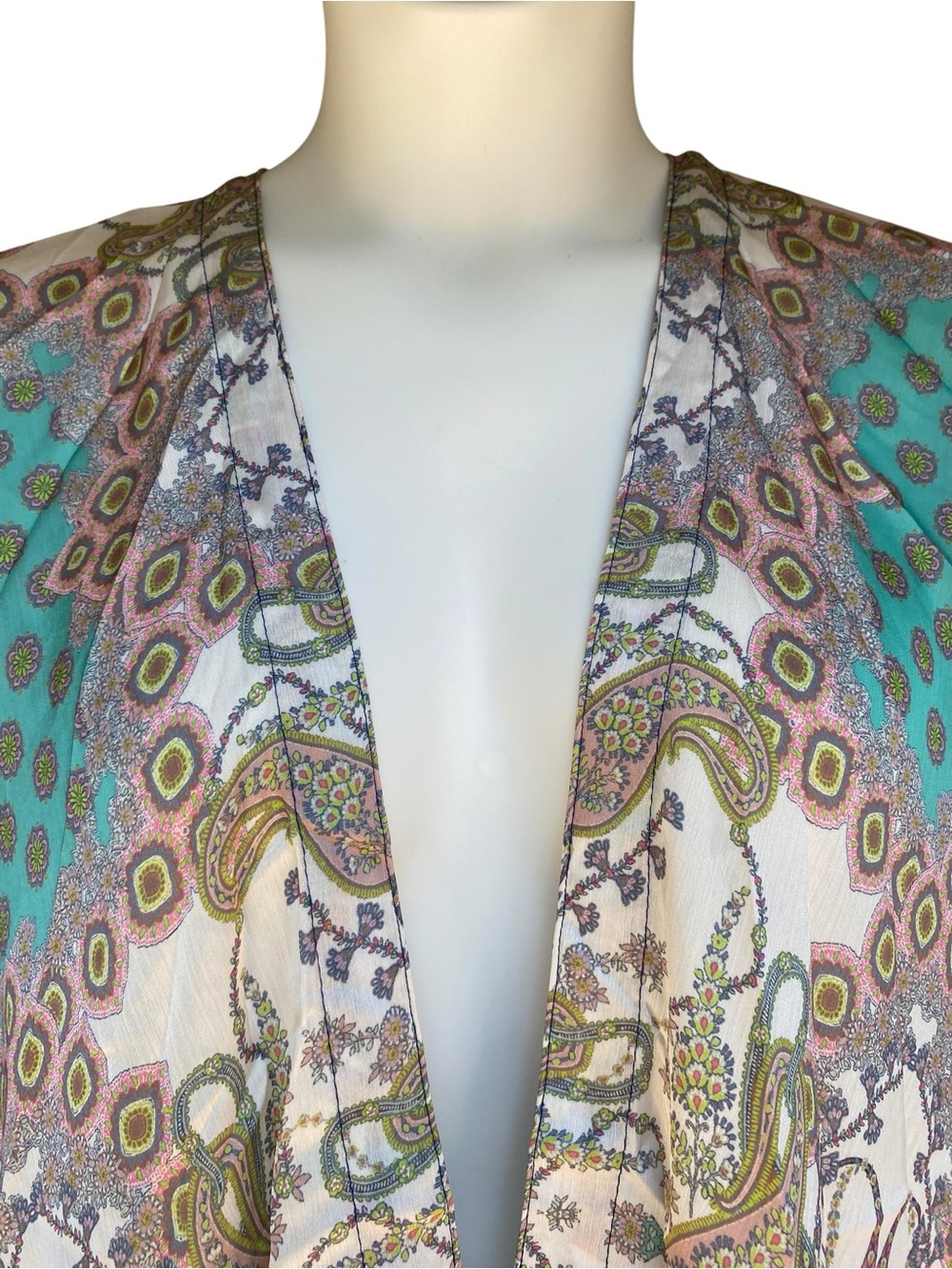 NWT Umgee Boutique Style Satin Paisley Kimono Cardigan Womens Size Medium Large - Picture 5 of 9